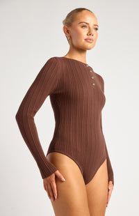 Seville Knit Bodysuit - Chocolate