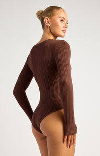 Seville Knit Bodysuit - Chocolate