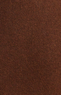 Zillah Fluffy Top & Skirt Knit Set - Dark Brown