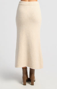 Zillah Fluffy Top & Skirt Knit Set - Oat Marl