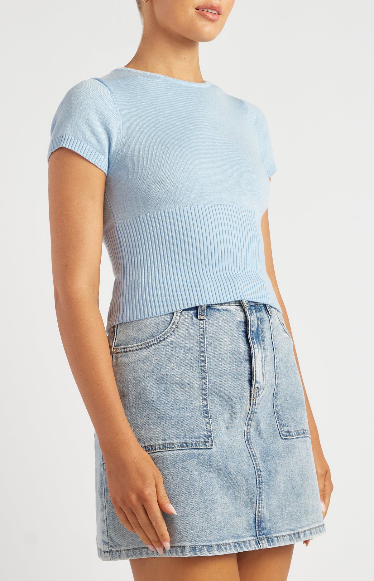 Mizuki Knit Top - Pale Blue