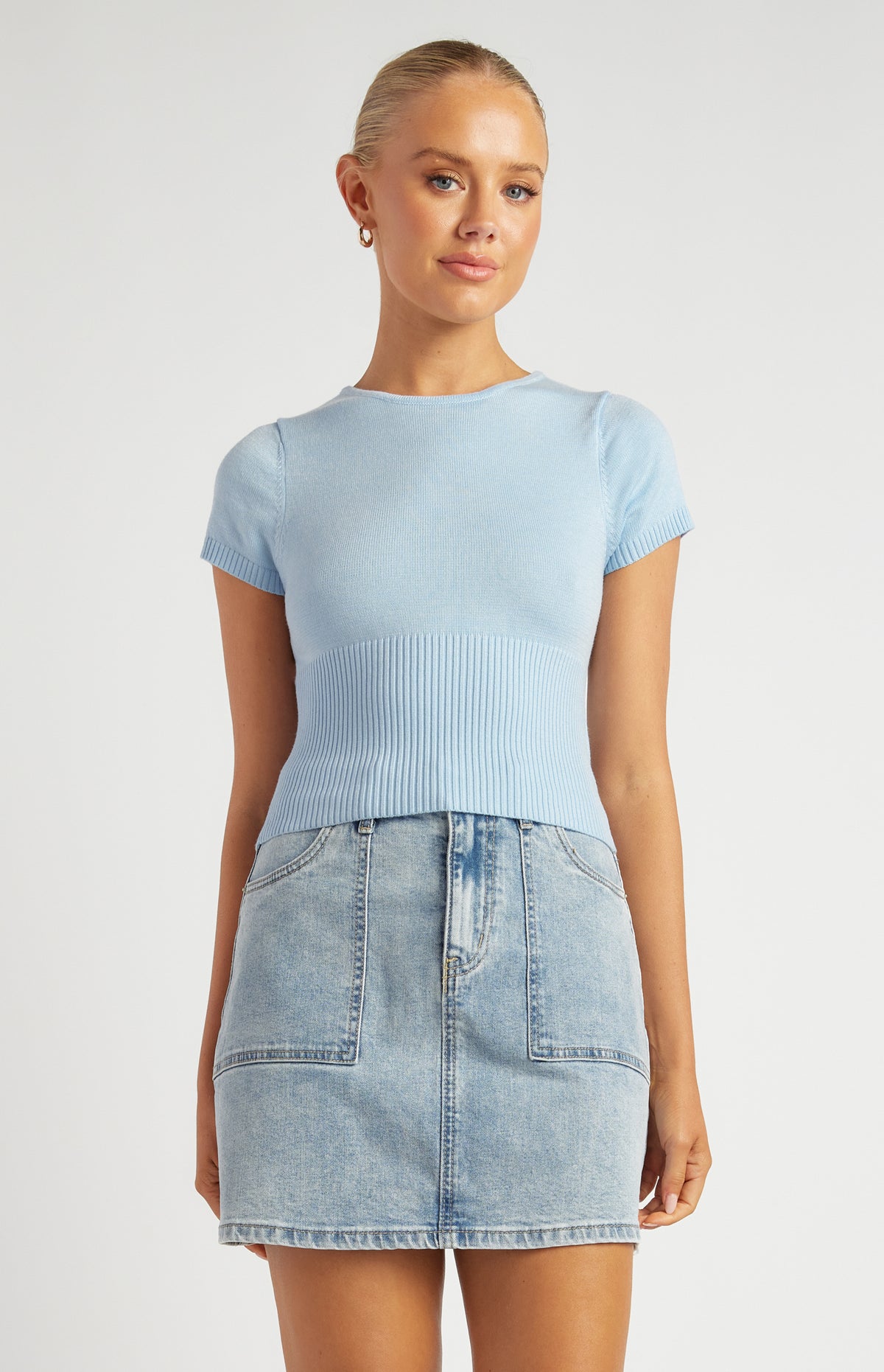 Mizuki Knit Top - Pale Blue