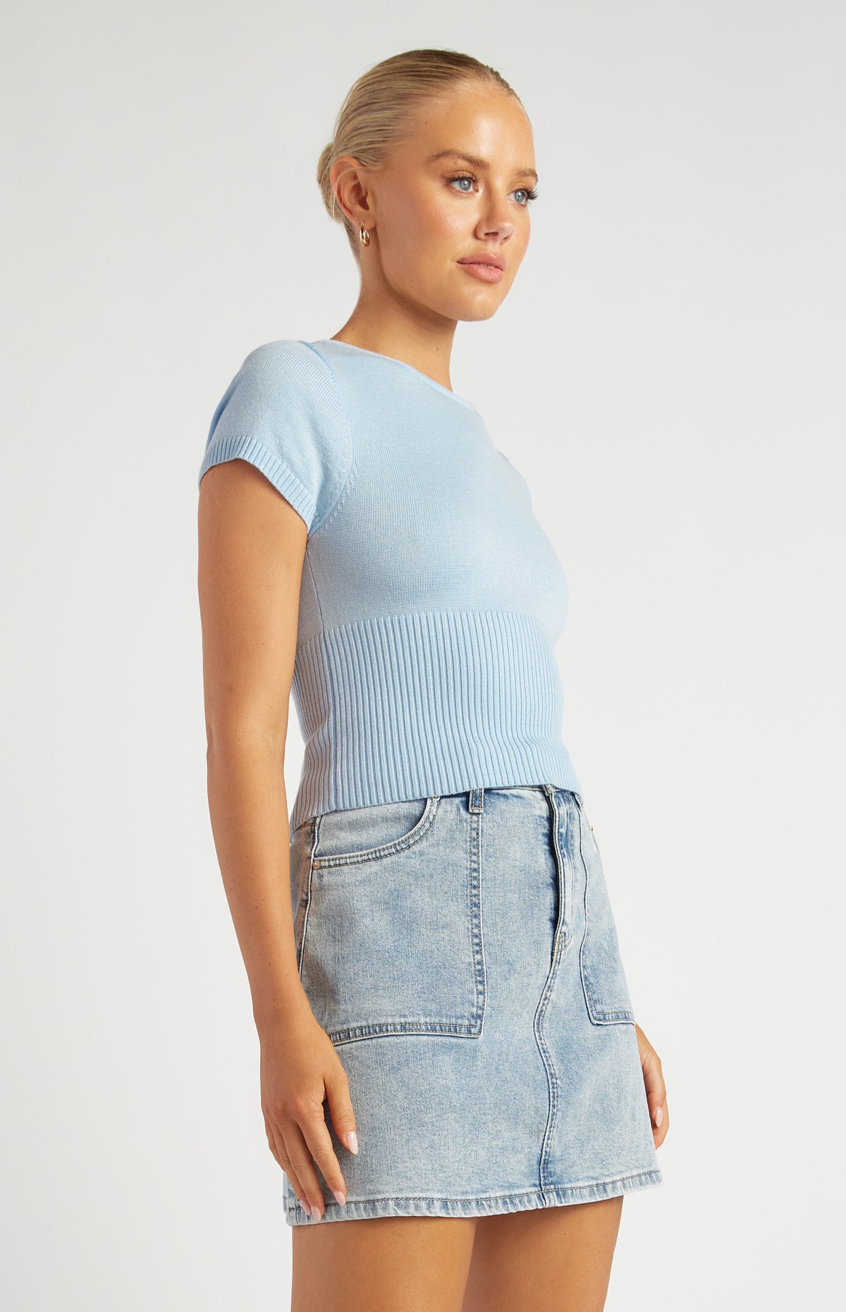 Mizuki Knit Top - Pale Blue