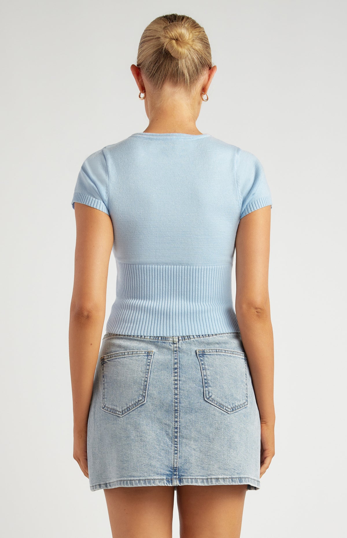 Mizuki Knit Top - Pale Blue