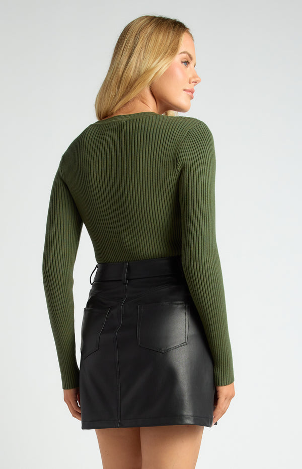 Éliane Long Sleeve Knit Top - Moss