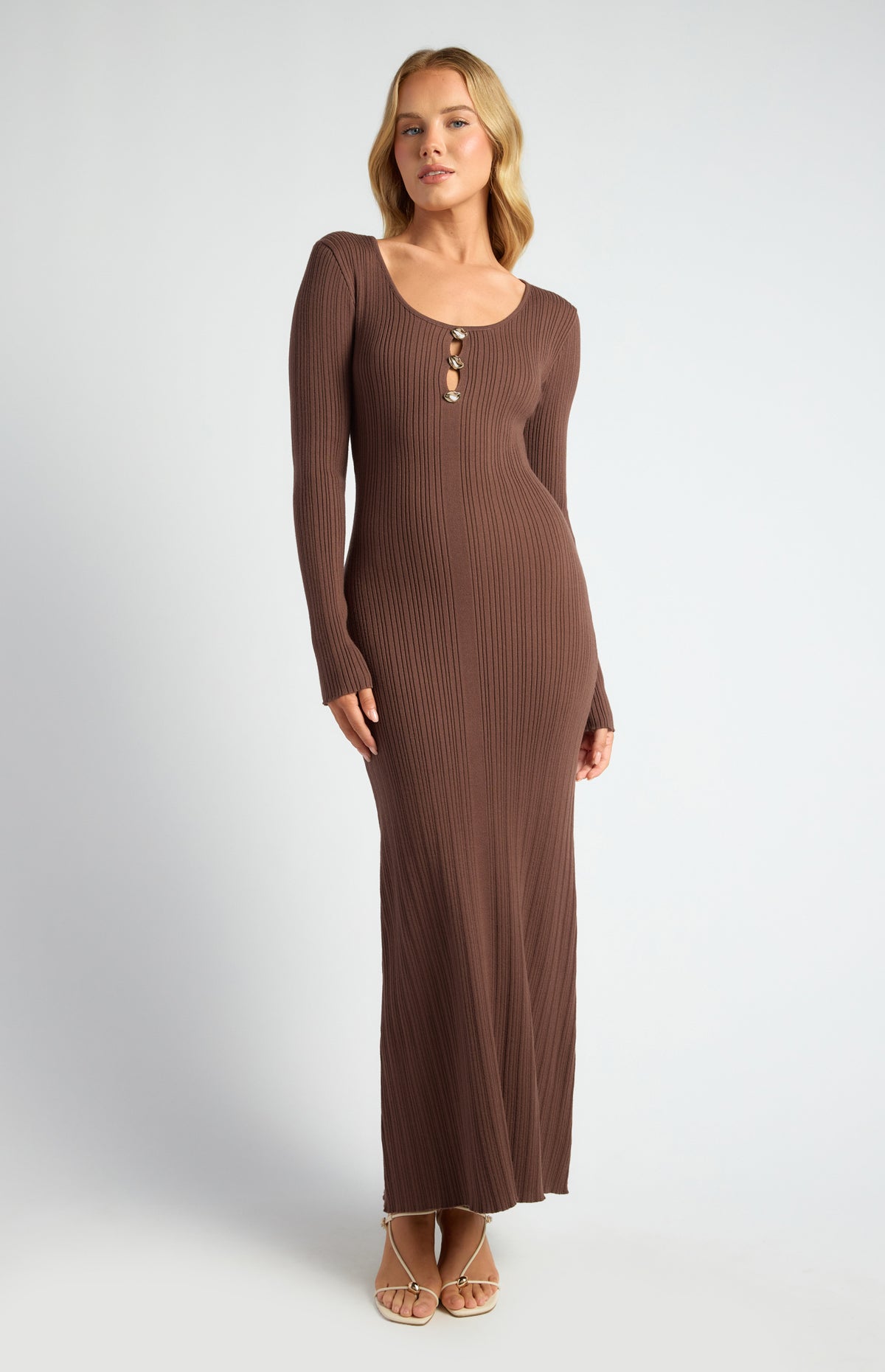 Domenica Knit Midi Dress - Chocolate