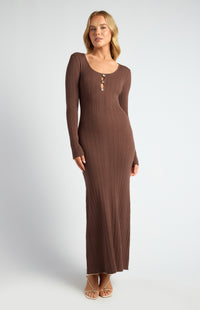 Domenica Knit Midi Dress - Chocolate