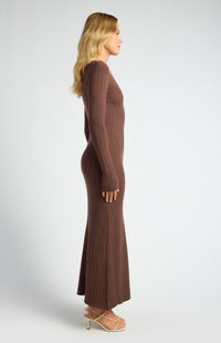 Domenica Knit Midi Dress - Chocolate