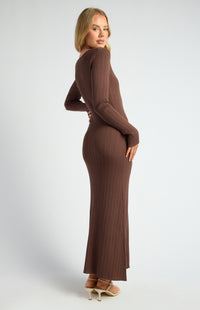 Domenica Knit Midi Dress - Chocolate