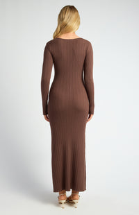 Domenica Knit Midi Dress - Chocolate
