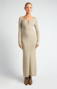 Domenica Knit Midi Dress - Sand