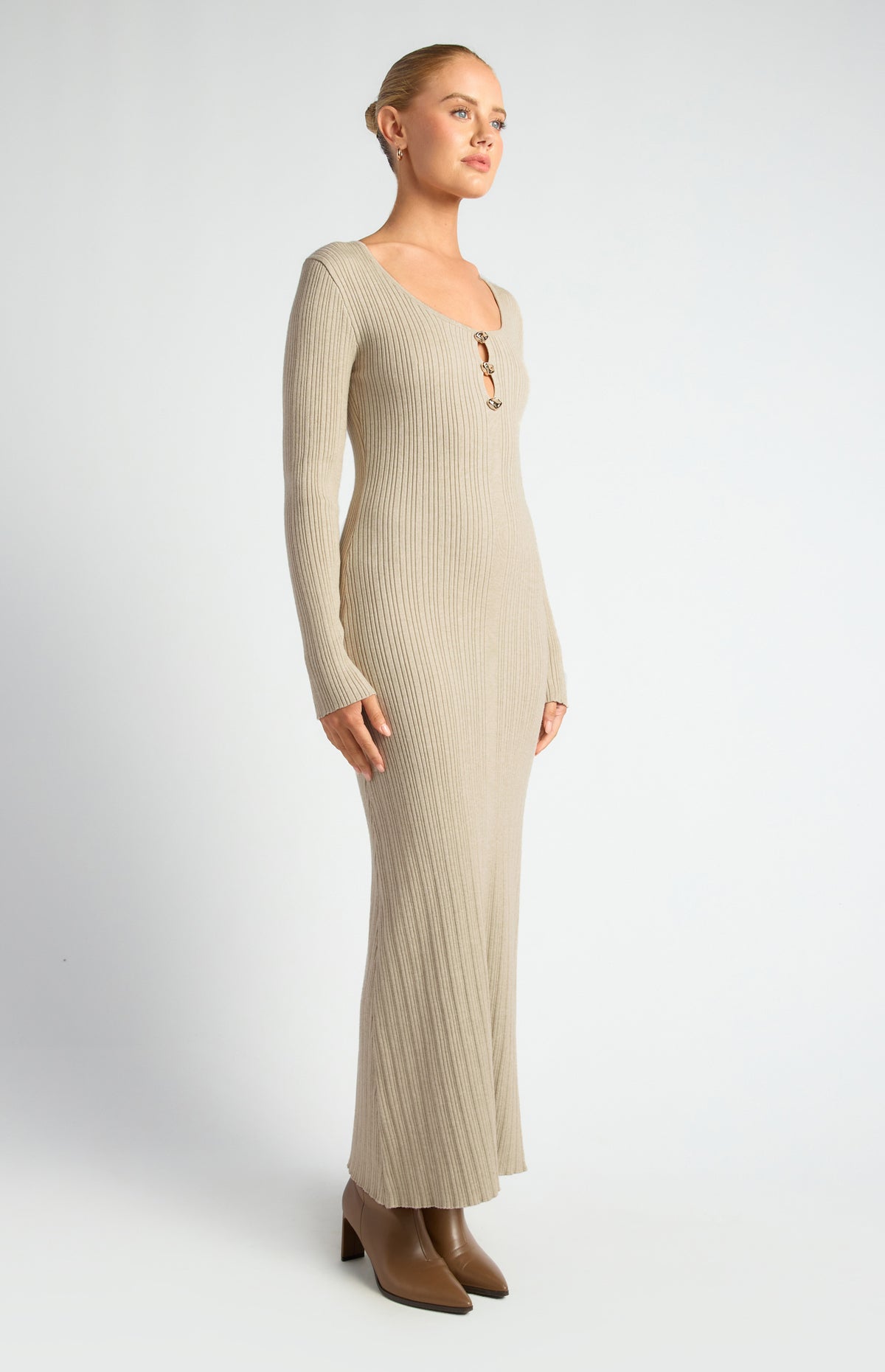 Domenica Knit Midi Dress - Sand