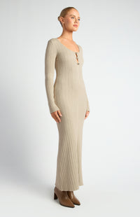 Domenica Knit Midi Dress - Sand
