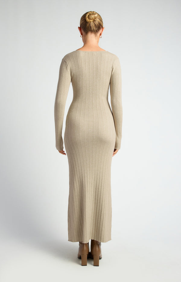 Domenica Knit Midi Dress - Sand