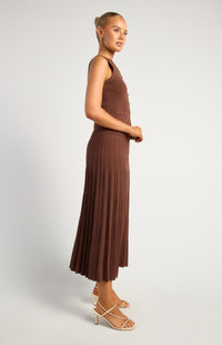 Angelique Knit Vest & Skirt Set - Chocolate