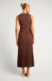 Angelique Knit Vest & Skirt Set - Chocolate