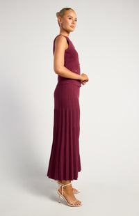 Angelique Knit Vest & Skirt Set - Merlot