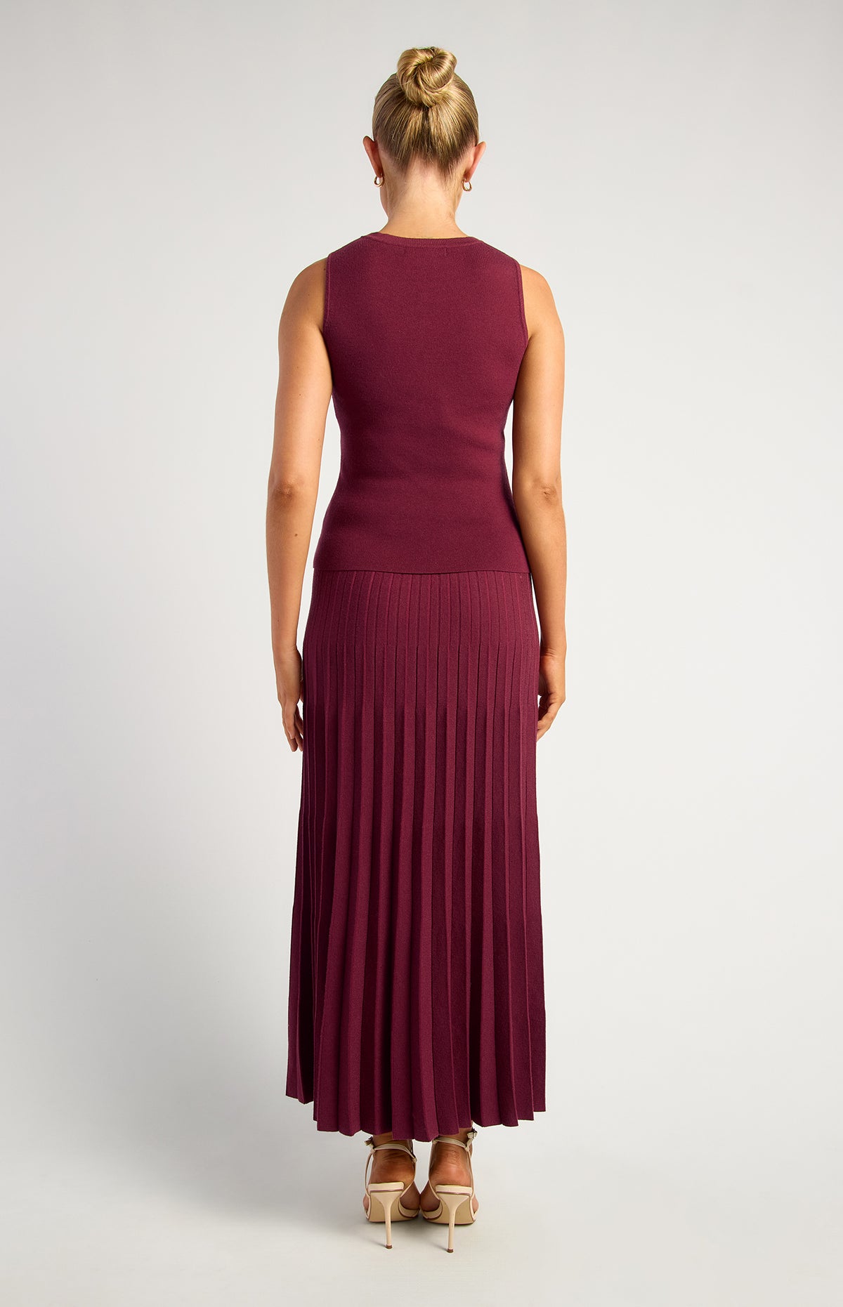 Angelique Knit Vest & Skirt Set - Merlot