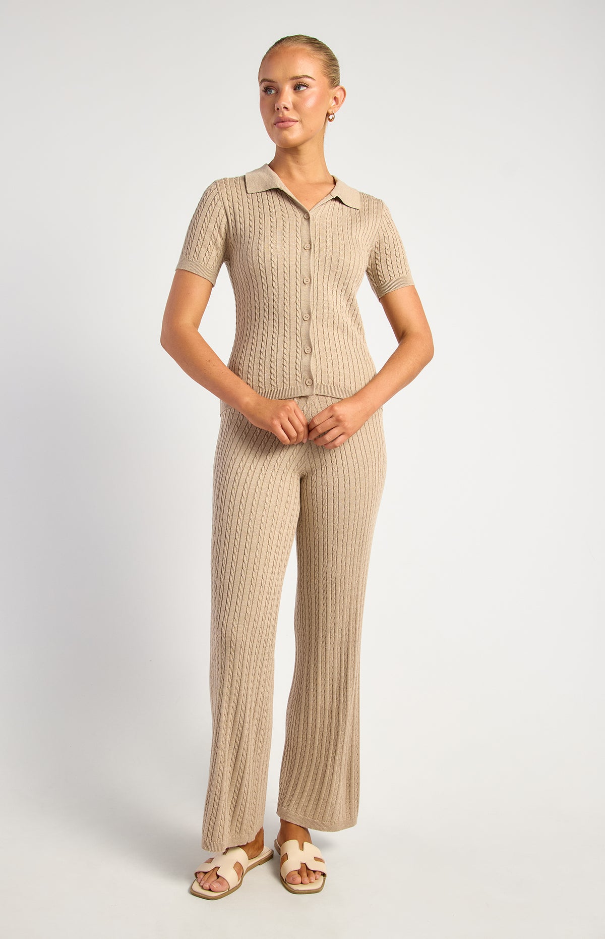 Samara Top & Pants Knit Set - Stone