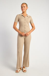 Samara Top & Pants Knit Set - Stone