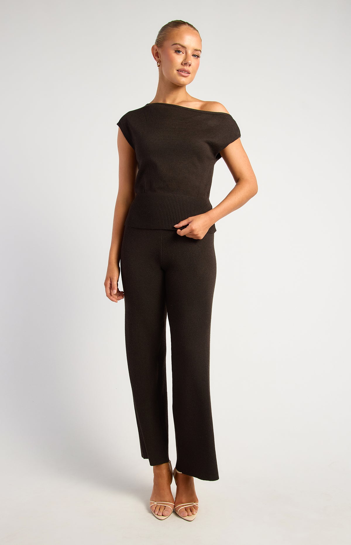 Newton Knit Top & Pants Set - Black