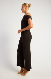 Newton Knit Top & Pants Set - Black