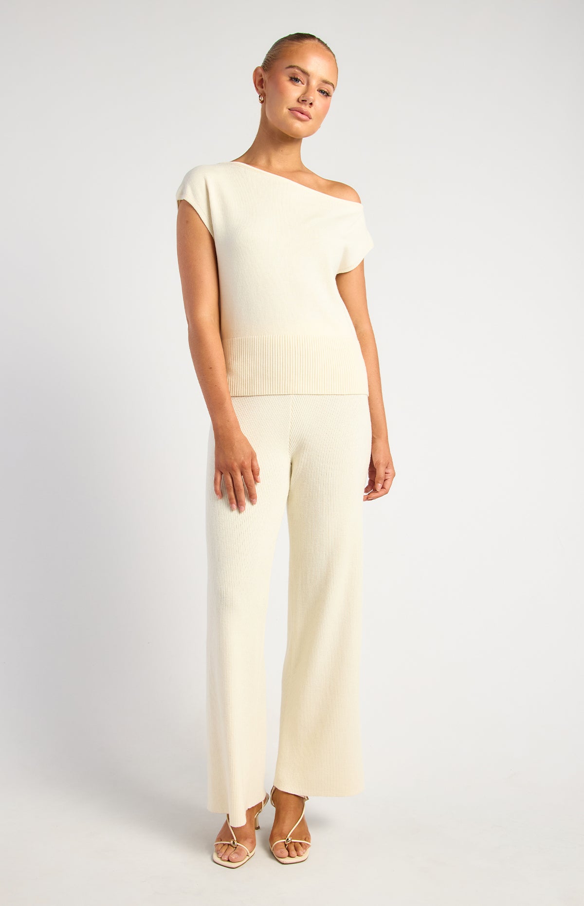 Newton Knit Top & Pants Set - White