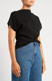 Grayson Short Sleeve Knit Top - Black