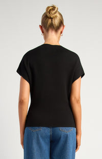 Grayson Short Sleeve Knit Top - Black