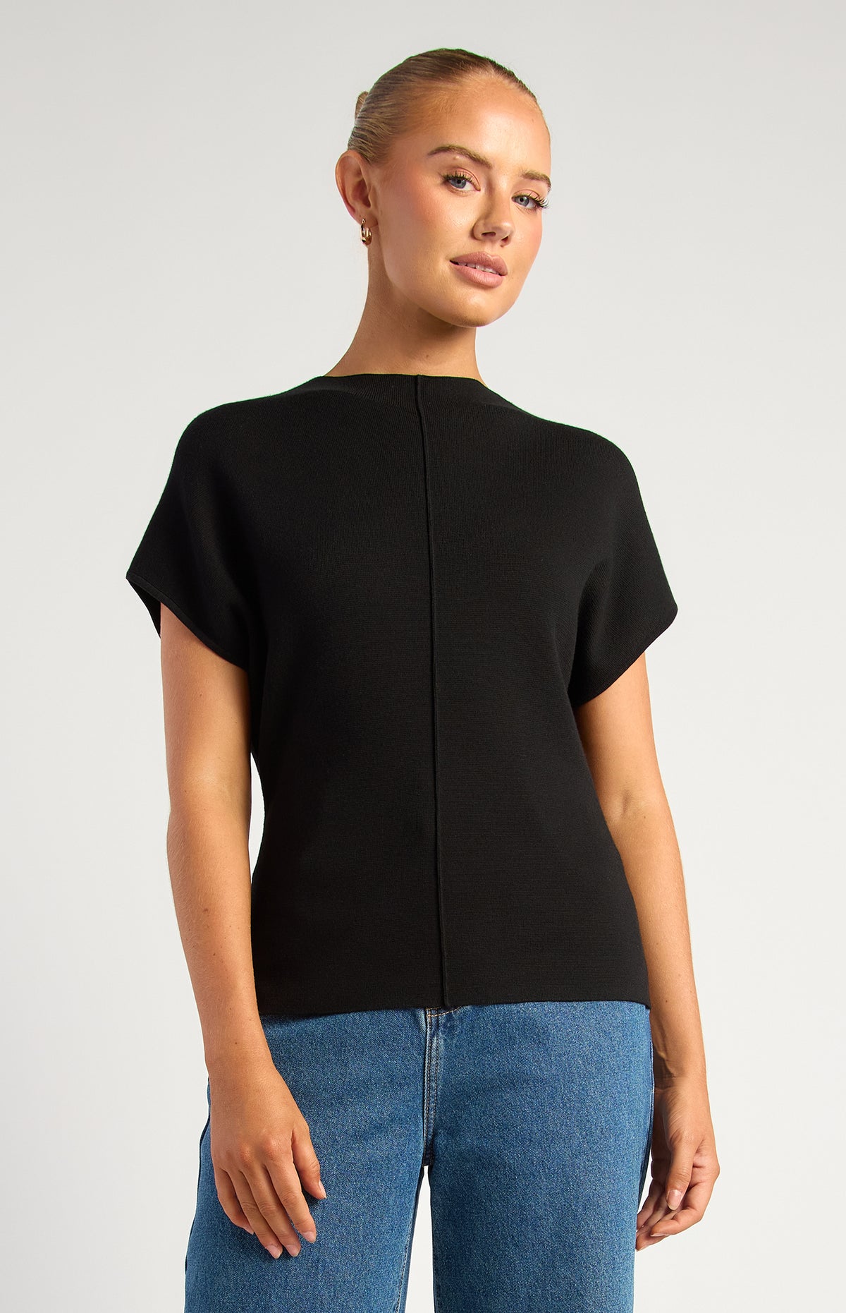 Grayson Short Sleeve Knit Top - Black
