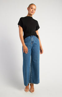 Grayson Short Sleeve Knit Top - Black