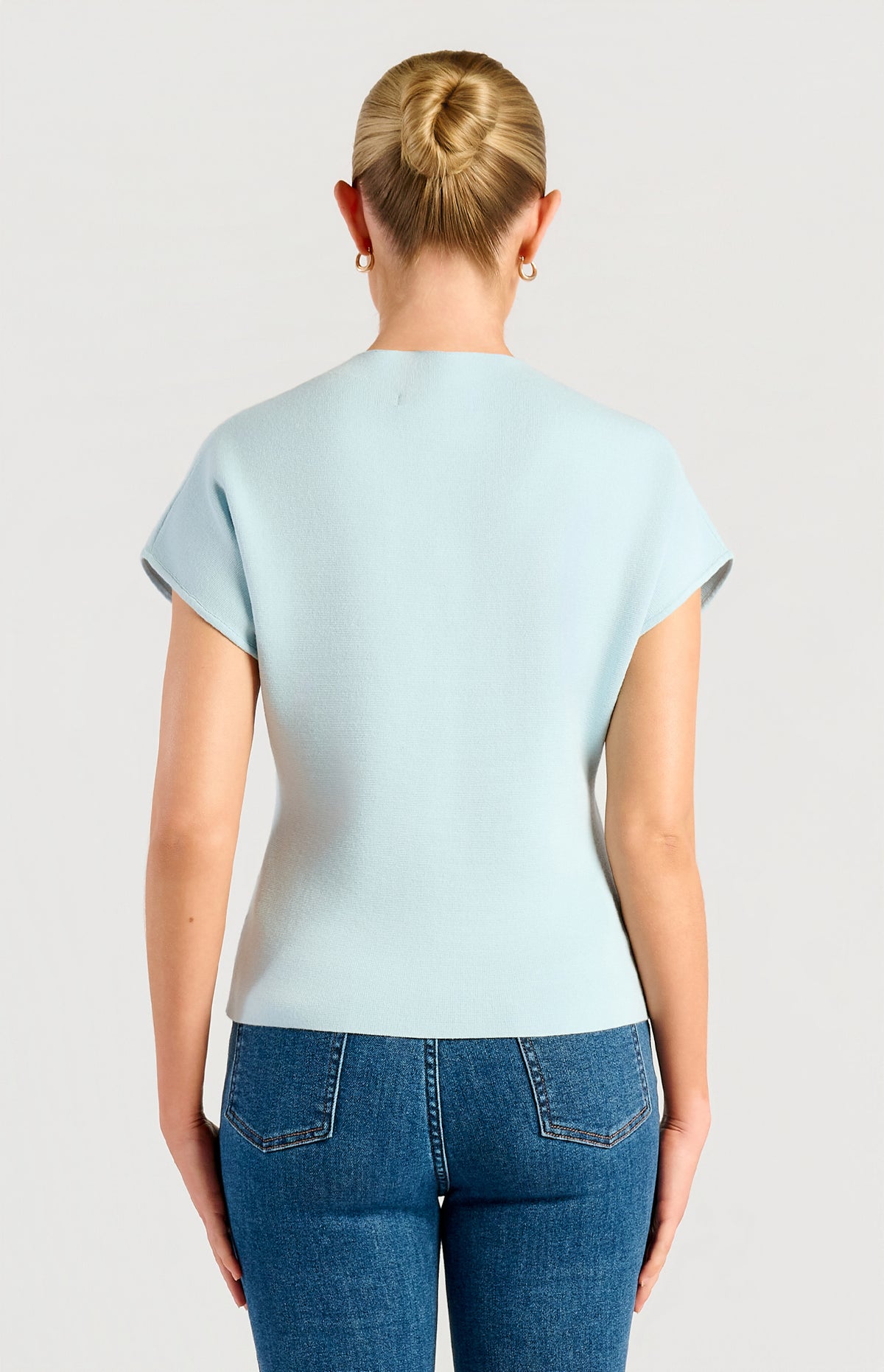 Grayson Short Sleeve Knit Top - Pale Blue