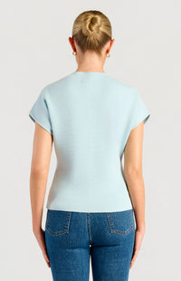 Grayson Short Sleeve Knit Top - Pale Blue