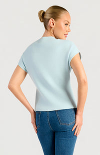 Grayson Short Sleeve Knit Top - Pale Blue