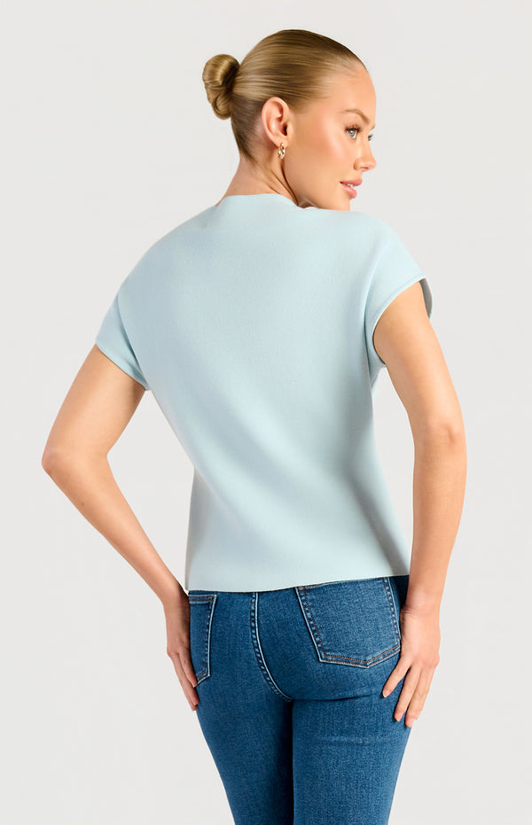 Grayson Short Sleeve Knit Top - Pale Blue