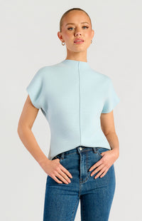 Grayson Short Sleeve Knit Top - Pale Blue