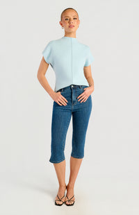 Grayson Short Sleeve Knit Top - Pale Blue