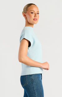Grayson Short Sleeve Knit Top - Pale Blue