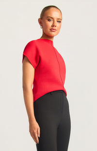 Grayson Short Sleeve Knit Top - Red