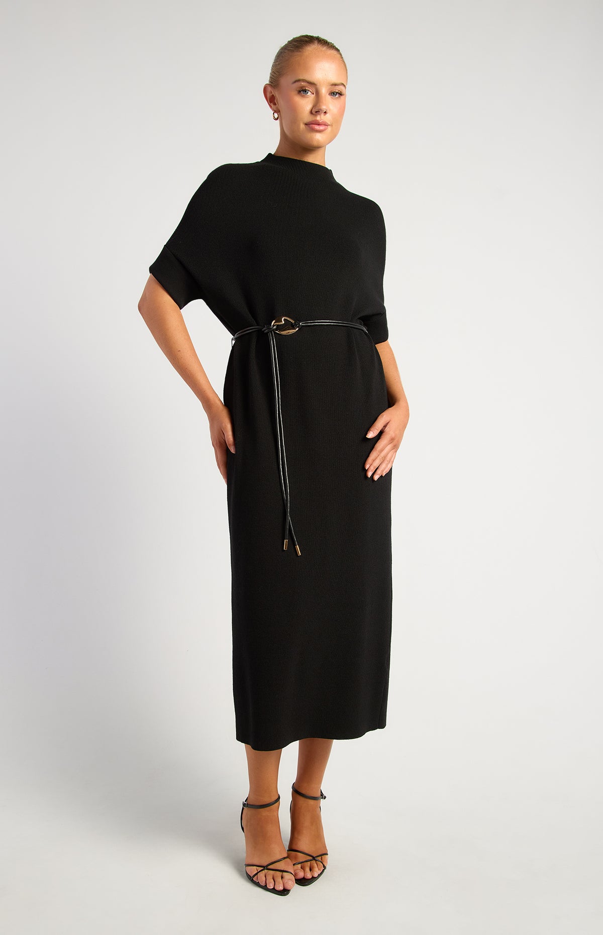 Annie Knit Midi Dress - Black