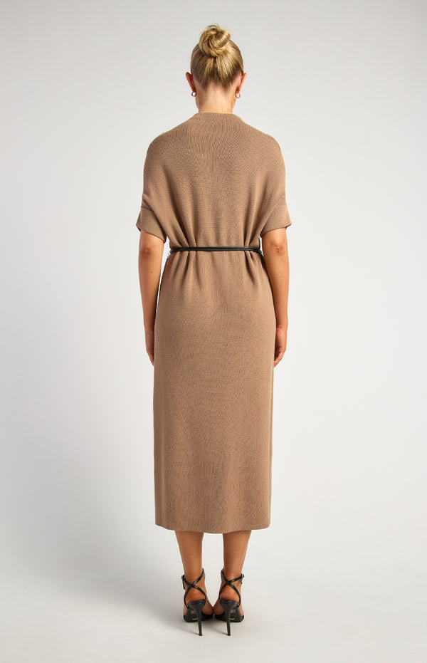 Annie Knit Midi Dress - Latte