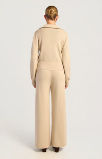 Kadie Jacket & Pants Knit Set - Almond