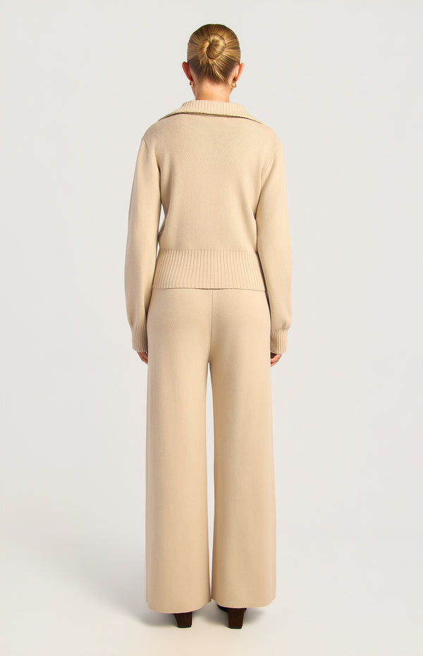 Kadie Jacket & Pants Knit Set - Almond