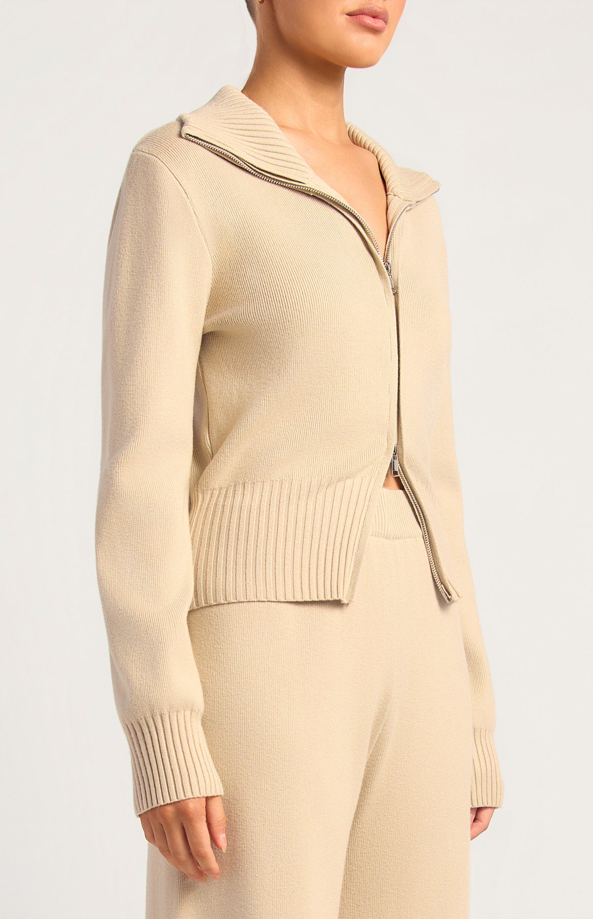 Kadie Jacket & Pants Knit Set - Almond