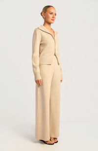 Kadie Jacket & Pants Knit Set - Almond