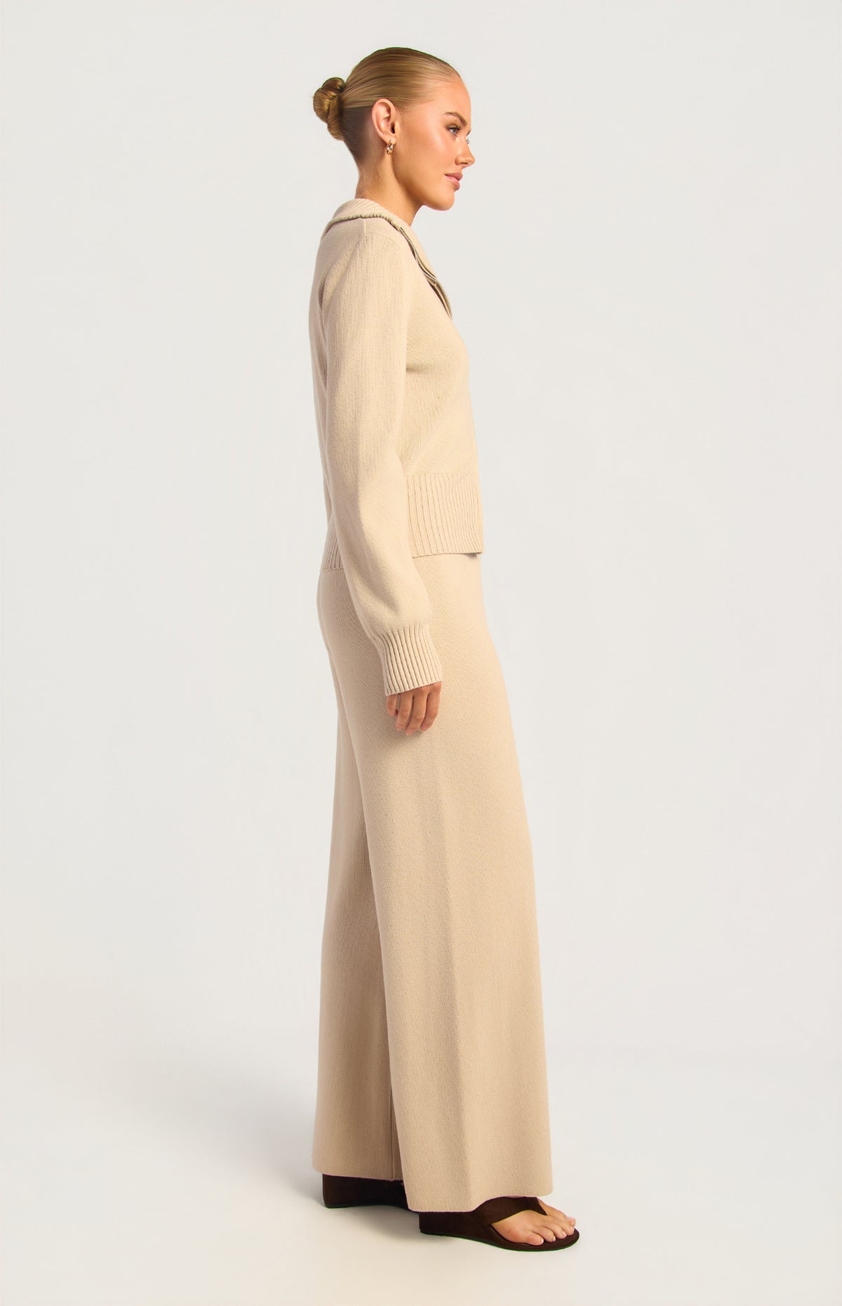 Kadie Jacket & Pants Knit Set - Almond