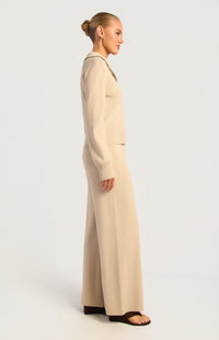 Kadie Jacket & Pants Knit Set - Almond