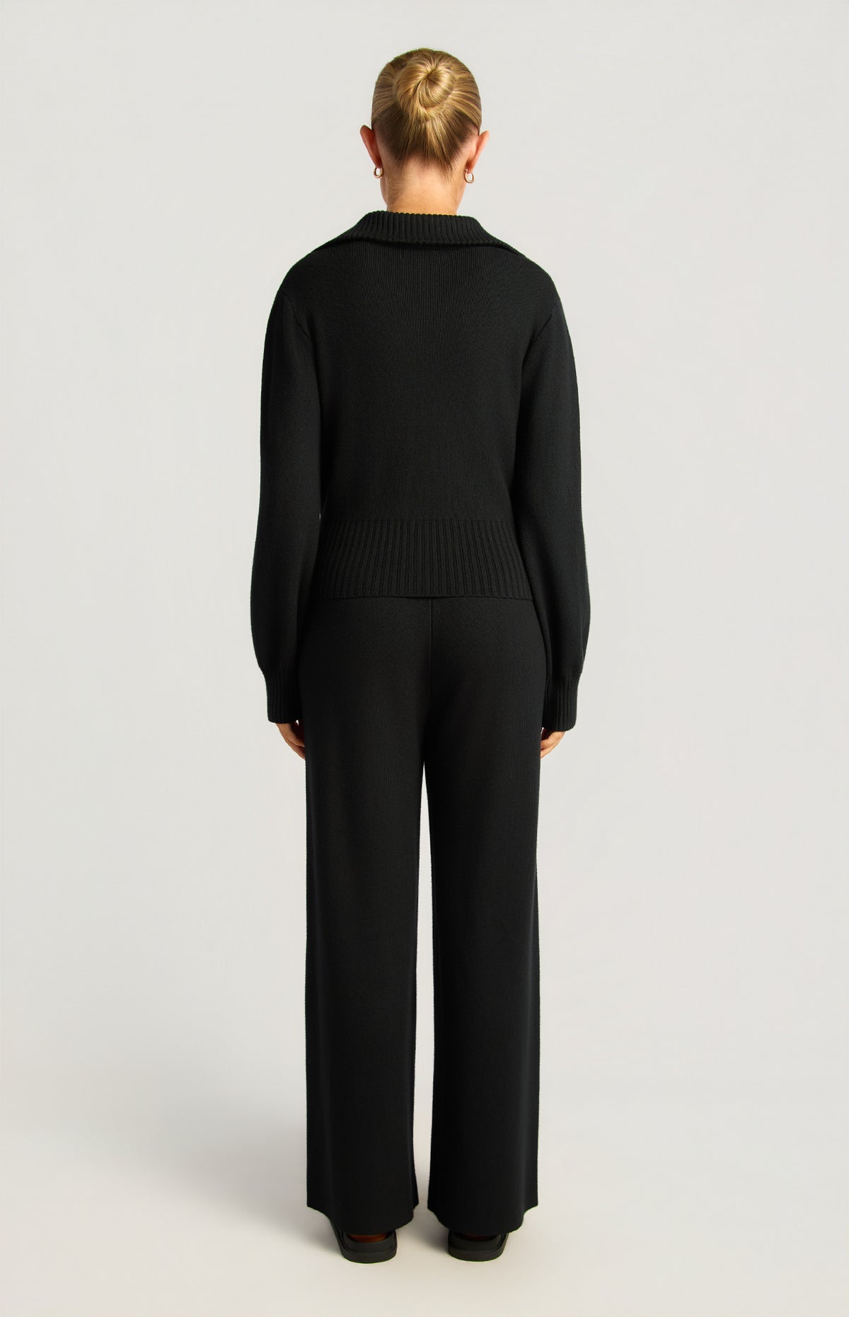 Kadie Jacket & Pants Knit Set - Black