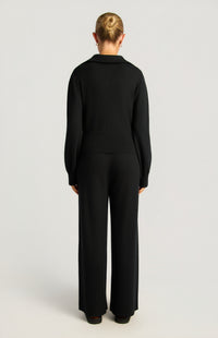 Kadie Jacket & Pants Knit Set - Black
