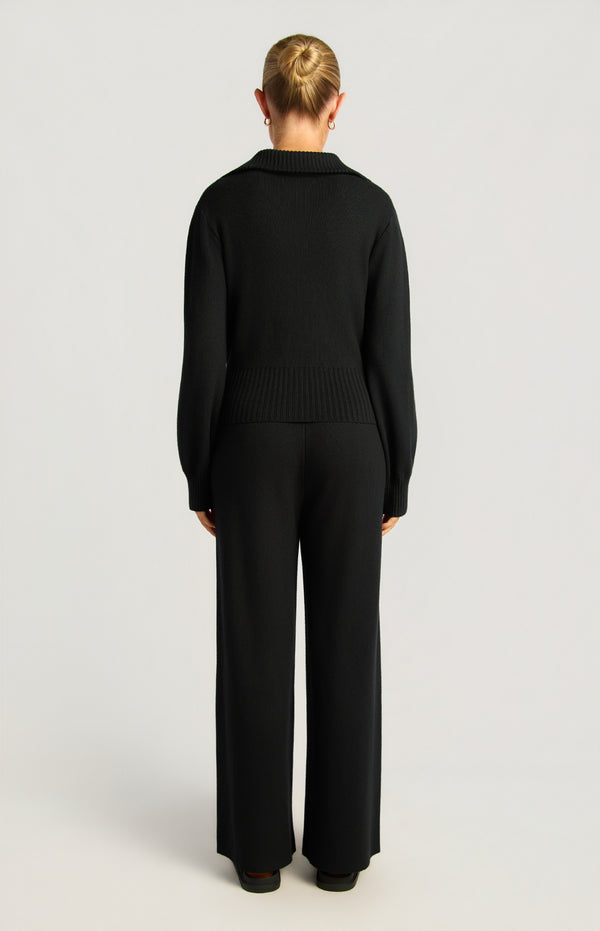 Kadie Jacket & Pants Knit Set - Black